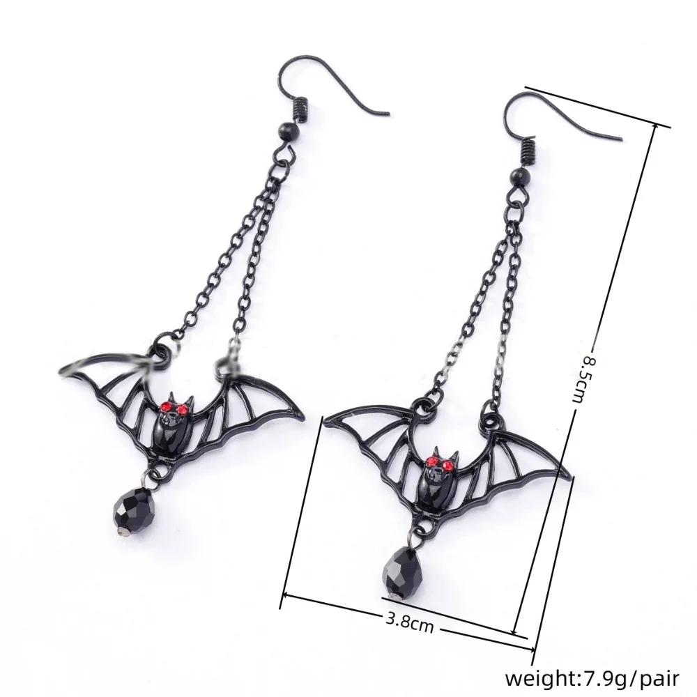 Vintage Gothic Vampire Bat Black Rose Earrings for Women 2025 Creative Holiday Party Personalized Jewelry Halloween Gifts
