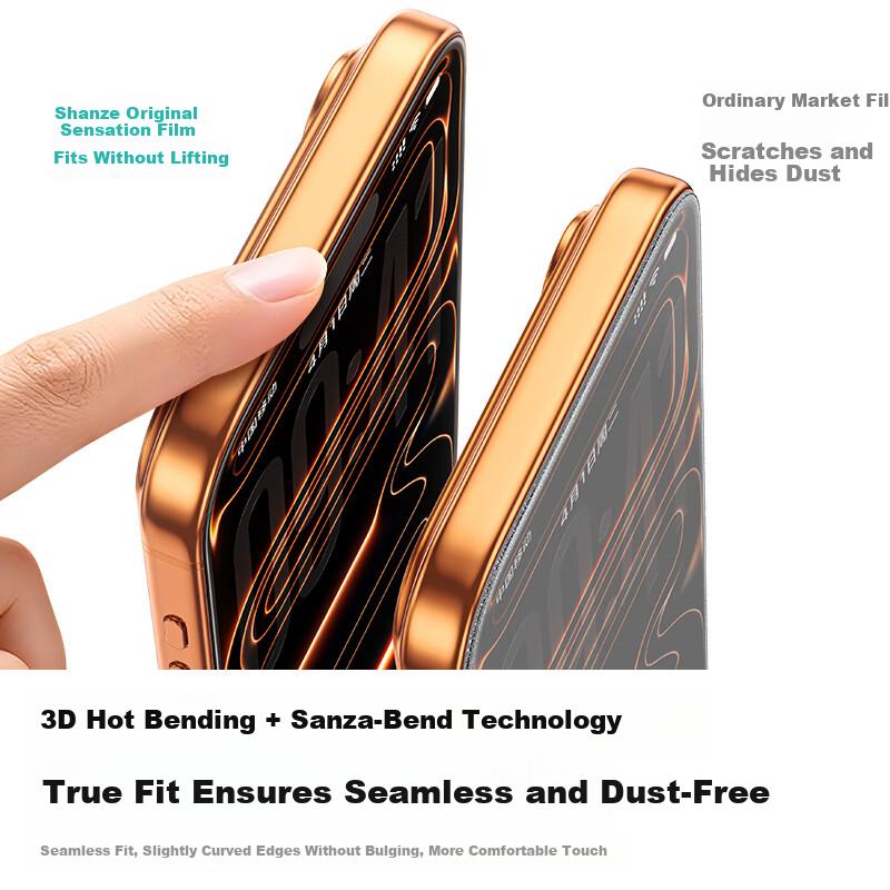 ShanZe iPhone 17 Pro Max Tempered Glass Screen Protector Full Coverage Anti-Fall AR 3D Heat Bend Ultra-Low Reflectivity <0.6%