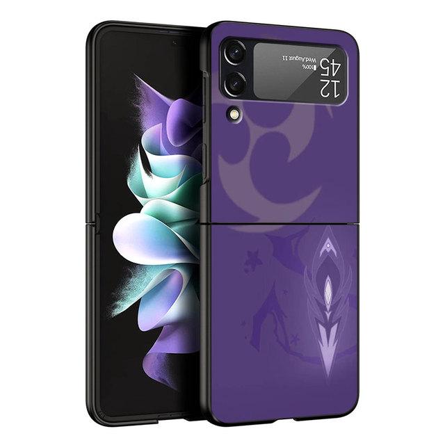 Schwarze Hüllen Hülle für Samsung Galaxy Zflip Z Flip 3 5g Z Flip 4 Zflip3 Flip4 Zflip4 Flip3 Genshin Impact Game Cover
