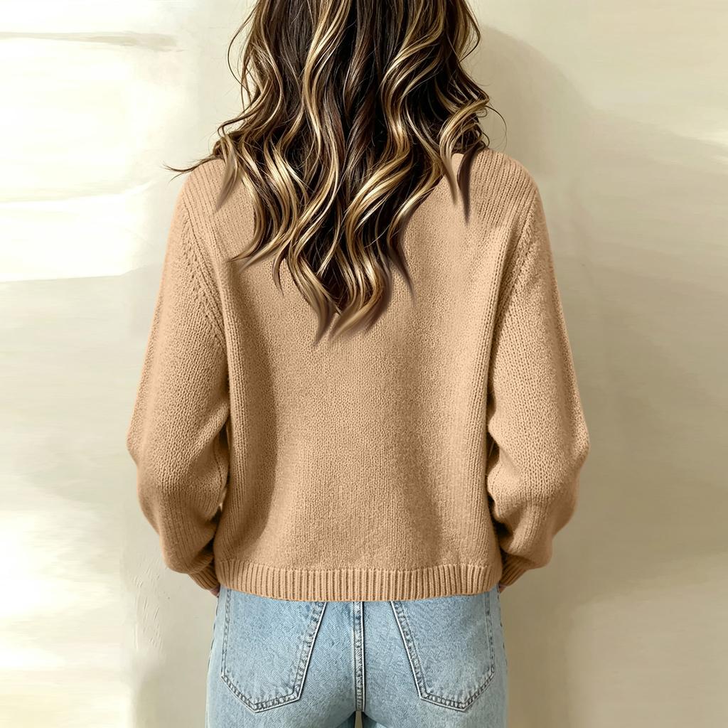 Women's Casual Knit Cardigan with Ruffle Trim and Single-Breasted Button Closure for Daily Wear