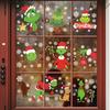 Green Christmas Character Electrostatic Stickers, Decorative Glass Window Stickers, Window Display Atmosphere Stickers