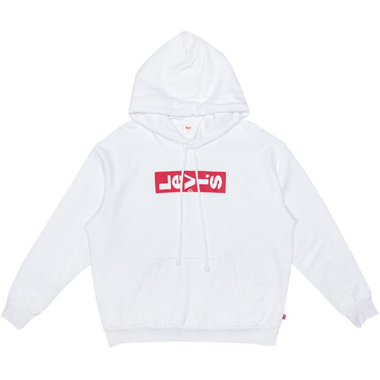 Levis Letter Print Comfortable Casual Hoodie Long Sleeve Sweatshirt Women hoodies White 69639-0004