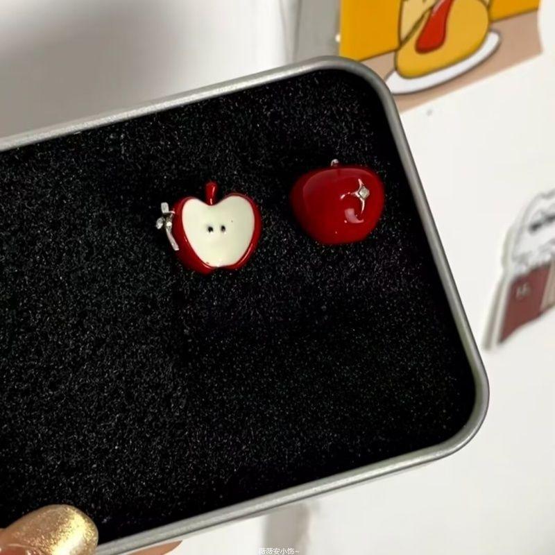 

Серьги-гвоздики в виде яблока с цирконом, с капающим маслом, милые, маленькие, свежие, простые, модные, с высоким чувством стиля