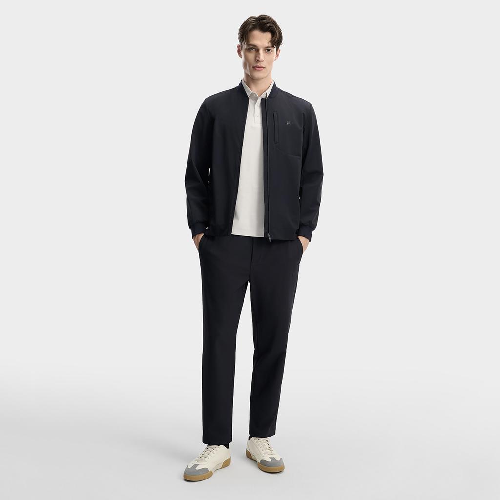 Fila White Fashion Simple Classic Retro Casual Light Business Versatile Comfortable Textured Woven Jacket Men Jackets Legendary-Blue F11M613702FNV