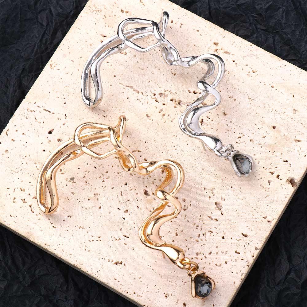 Zinc Zinc Alloy Soild Color Snake Ear Hook Women Clip  Earrings Irregular Earrings Korean Style Jewelry