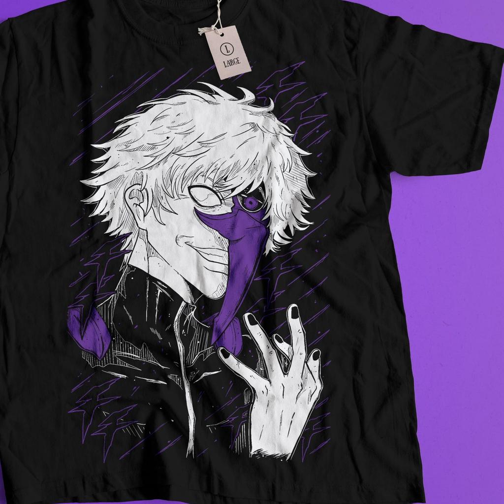 Anime Ghoul Mask Graphic Tee, Dark Streetwear Manga Shirt, Japanese Urban Fashion
