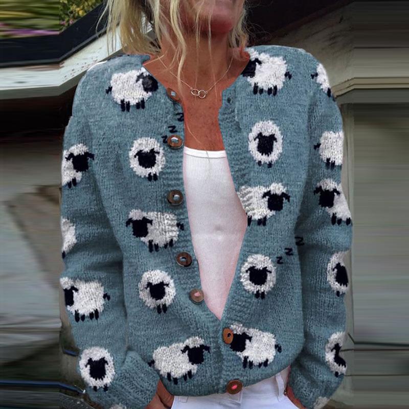 2026 foreign trade new 3D digital printing cardigan knitted jacket women's clothing early spring and autumn factory wholesale