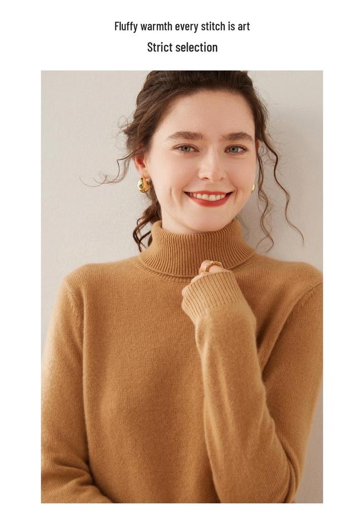 Women's Loose High Neck Cashmere Sweater - Soft, Sticky, and Versatile Knit Pullover for Autumn and Winter