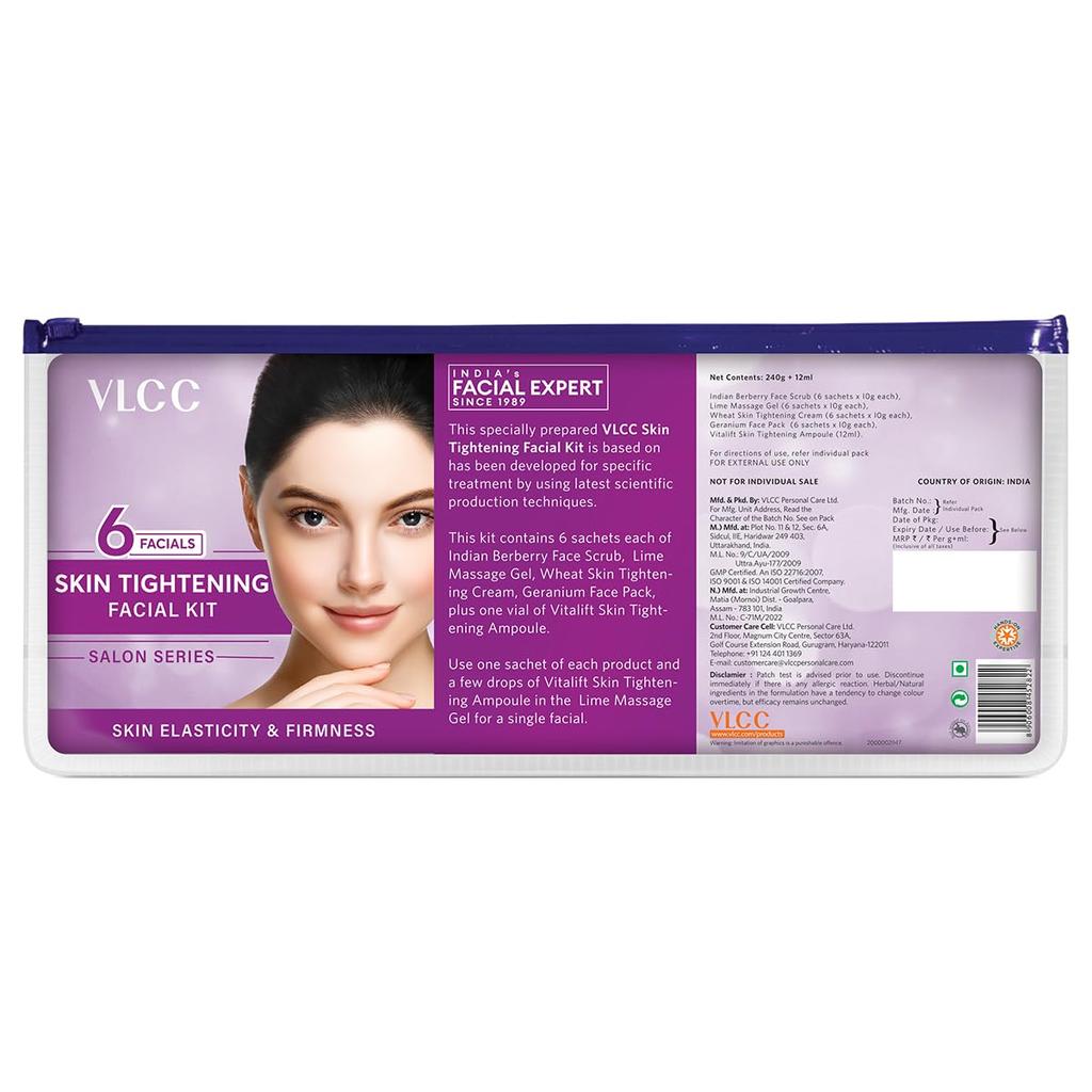 VLCC Skin Tightening Facial Kit 6 Facials 240g + 12ml At Home Rejuvenating Skin Care