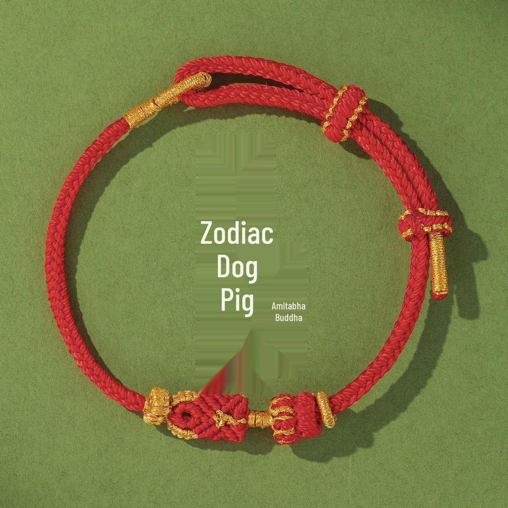 2026 Tierkreiszeichen Geburtsjahr Armband mit den Acht Schutzgöttern - Rotes Seil für Männer und Frauen