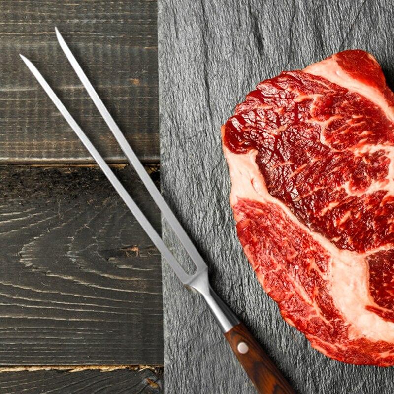 3Cr13 Edelstahl Grillmesser und Gabel mit Farbgriff Set Küchengeschirr Outdoor Braten Fleisch Kochutensilien