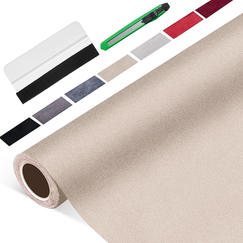 Suede Wrap for Car Interior 16" x 59" - Black Self Adhesive Suede Fabric, Easy Peel Suede Interior Wrap for Car & Home Decor