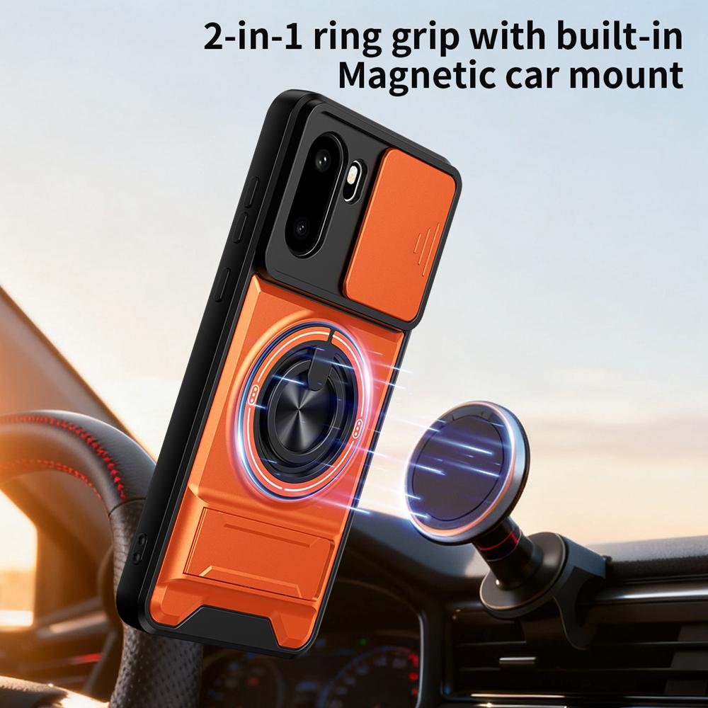 KEYSION Magnetic Phone Case for OnePlus 15R 5G 1+ Ace 6 6T Slide Camera Protection Upright Kickstand Ring Shockproof Back Cover