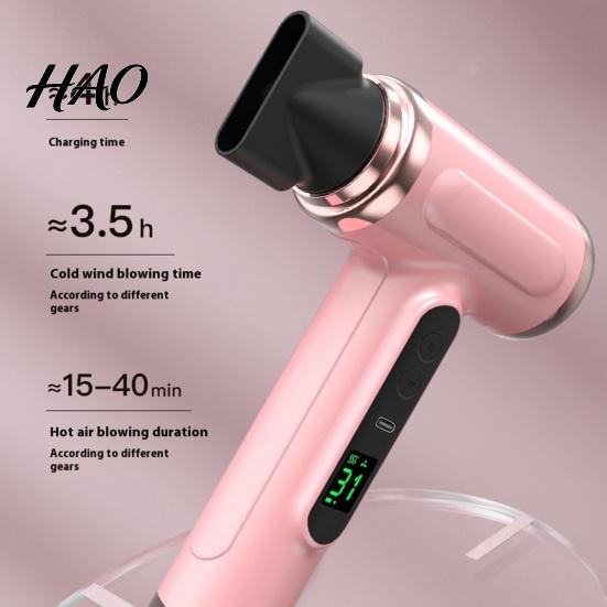 Cordless Blow Dryer Hair 200W 15000mAh USB Rechargeable Adjustable LCD Display High High-power Speed Fast Drying Low Noise Portable Travel Women