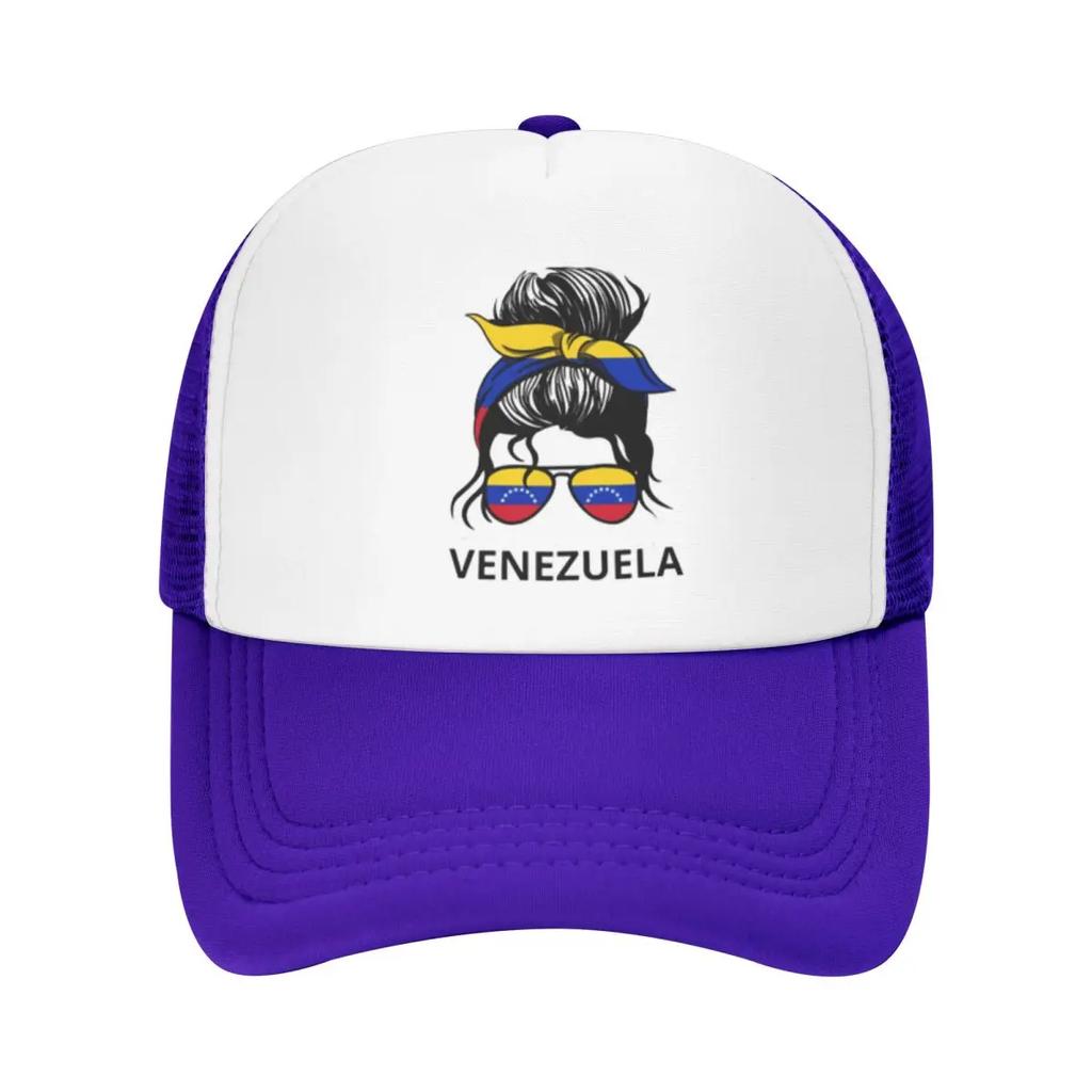 Venezuelan Flag Woman With Messy Bun Sport Mesh Baseball Caps Women Men Unisex Male Beach Dad Hats Hip Hop Trucker Cap