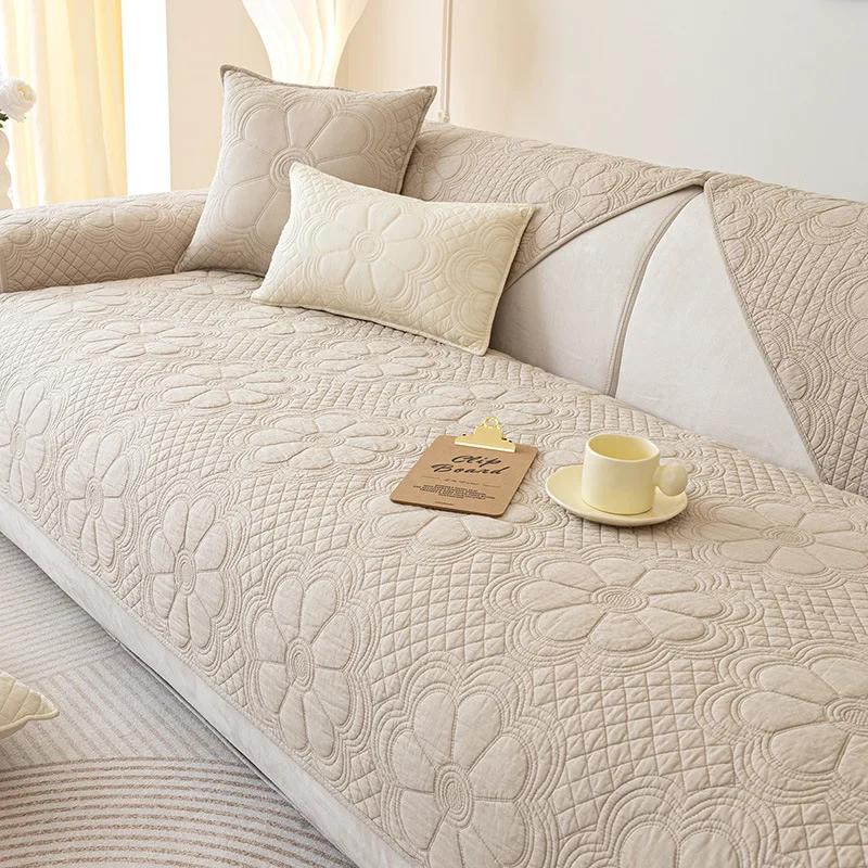 Cotton Sofa Cushion All Seasons Universal Cotton Fabric Non-Slip Cushion Cover Cloth Simple Sofa Cover Back Towel