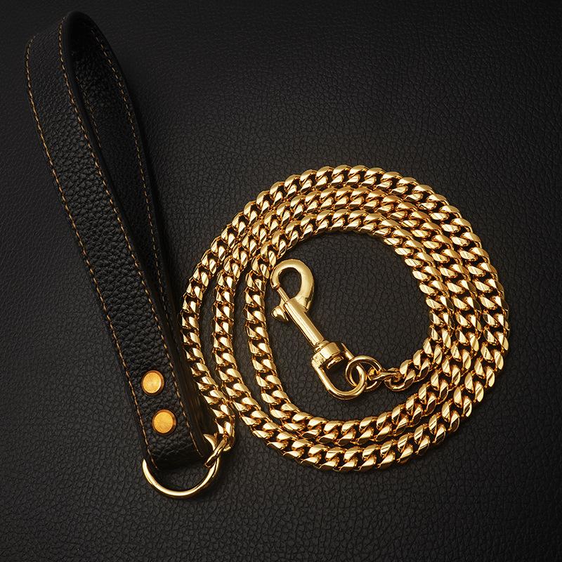New Product 10mm Wide Golden Dongle Dog Leash Dog Chain
