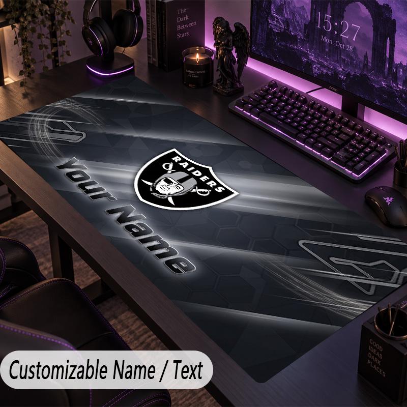 Tappetino per Mouse Grande Las Vegas Raiders Testo Nome Personalizzato Tappetino da Scrivania Personalizzato Tappetino da Gioco Antiscivolo