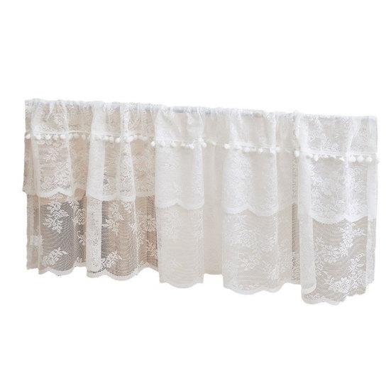 White Lace Window Valance Floral Lace Sheer Vintage Short Short