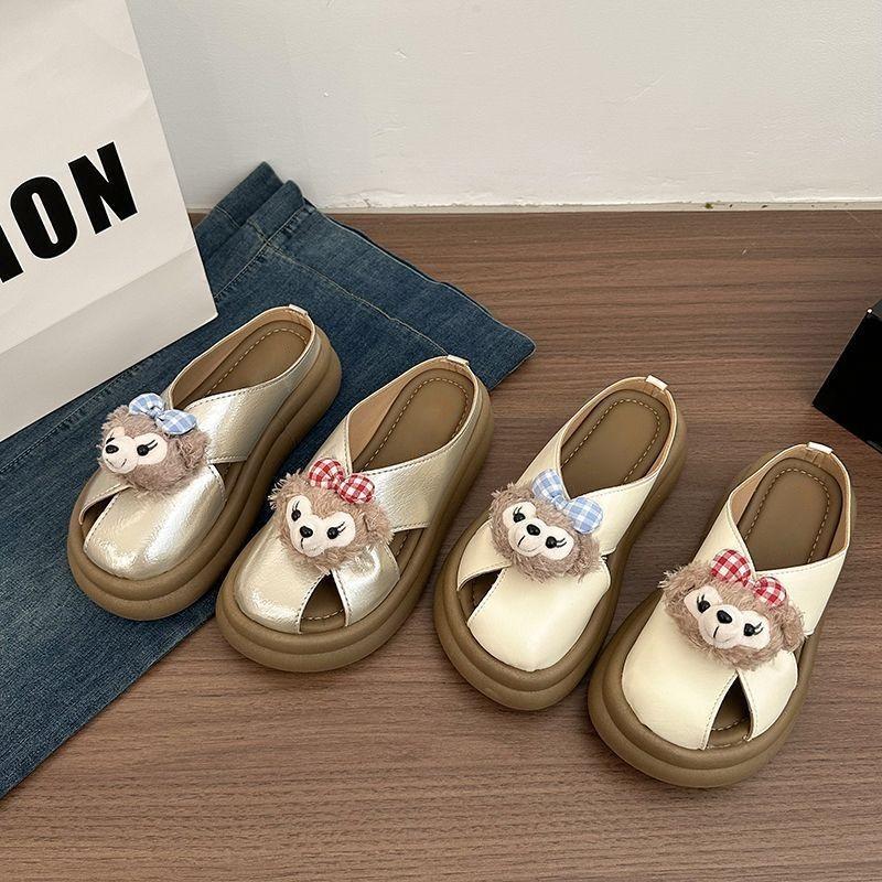 Fashion versatile cartoon bag head drag women's summer wear casual temperament thick bottom women's cool slippers new