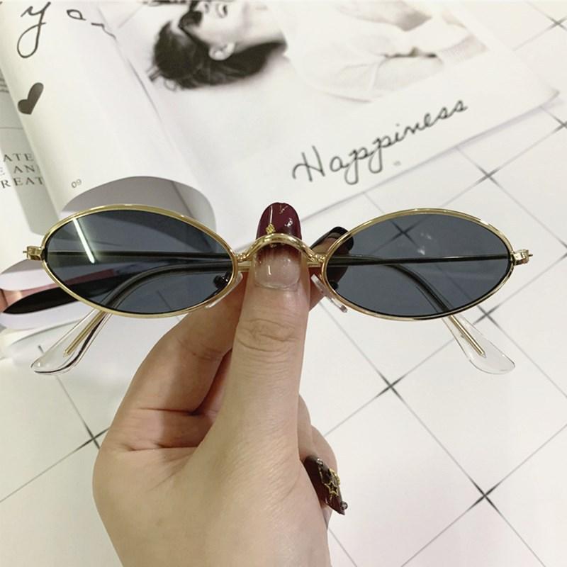 Metal Small Frame Sunglasses, Retro Oval Frame Sunglasses, Fashionable Marine Sunglasses 336