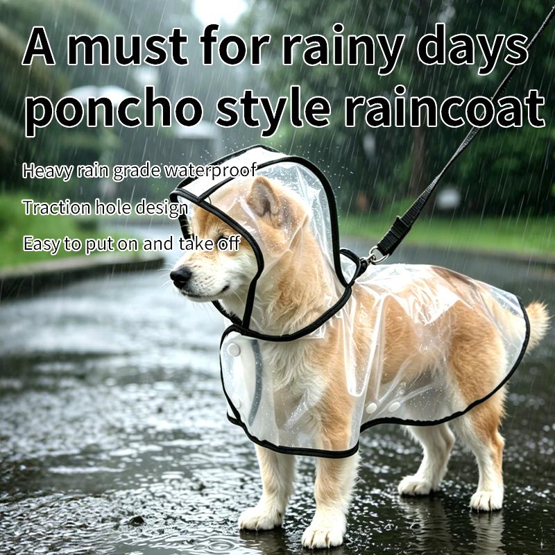 Transparent Waterproof Dog Raincoat, Raincoat for Small and Medium-Sized Dogs, Teddy and Bichon Frise Dog for Rainy Days Walking