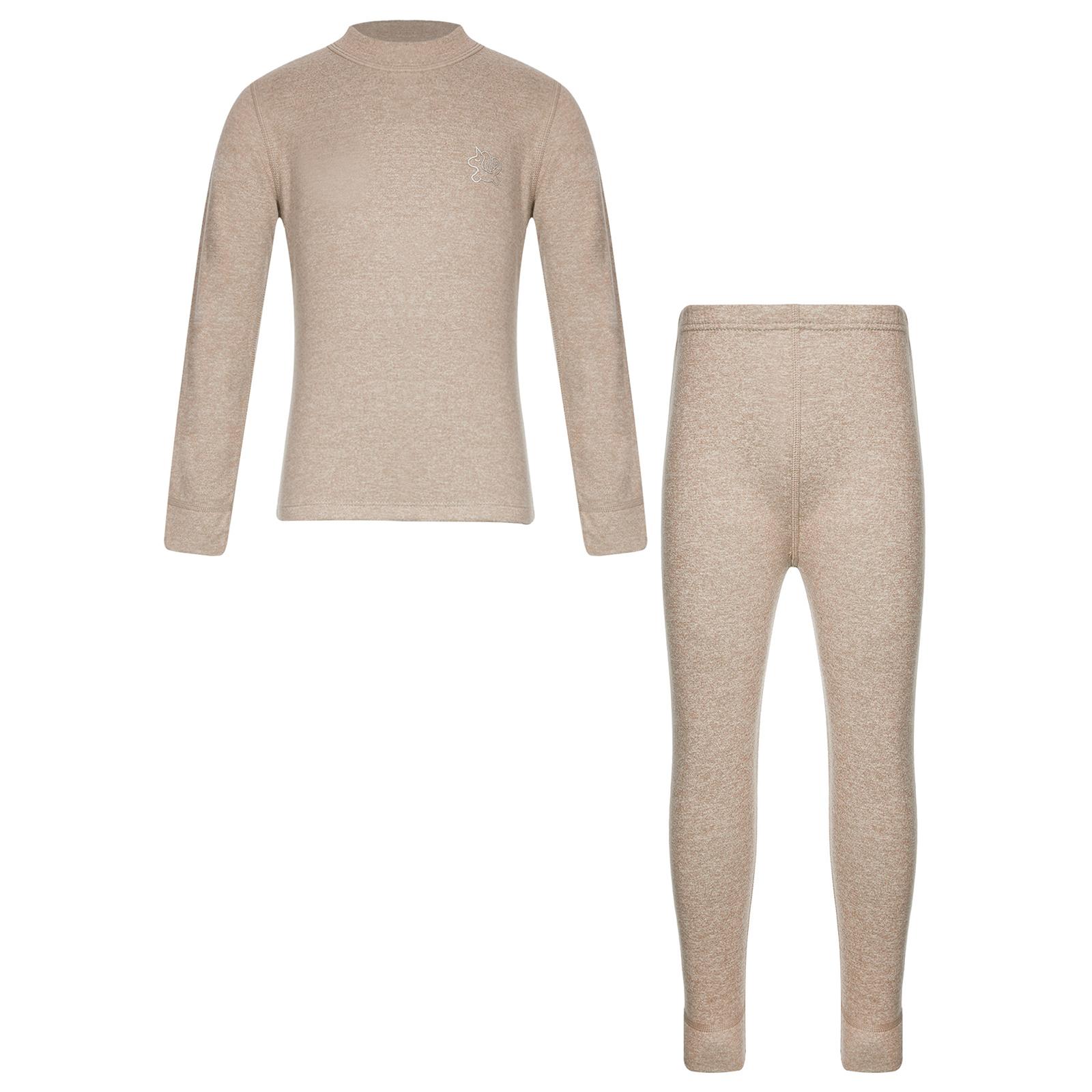 

Kids Thermal Underwear Set Two Piece Solid Color Base Layer Long Sleeve T-Shirt Elastic Waistband Leggings 2-3 Years кавовий
