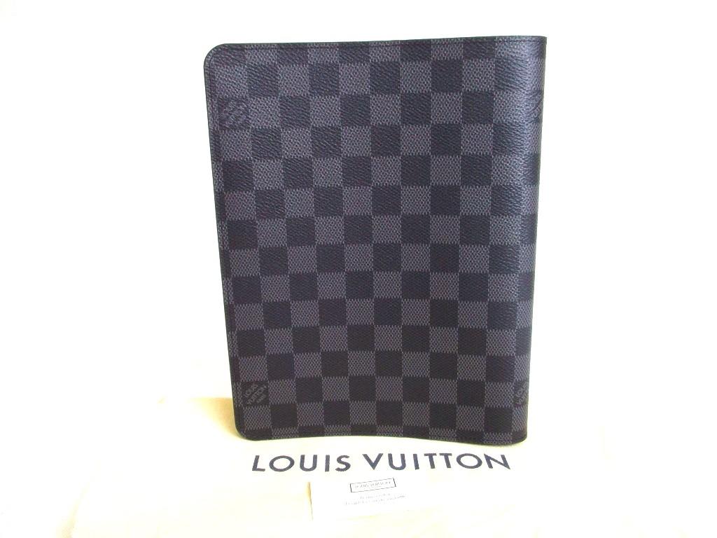 Authentic LOUIS VUITTON Graphite Leather Notebook Holders Desk Agenda Coover A5 #a078  Refurbished