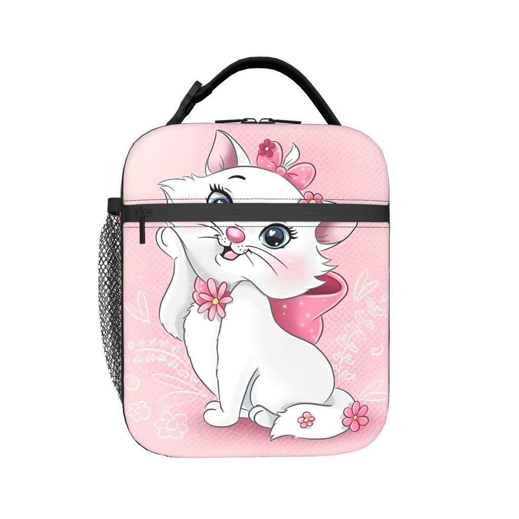 Maries Cat Insulated Lunch Bags Cooler Bag Reusable,Meal Container Cute Kitten Anime Large Tote Lunch Box Food Bag