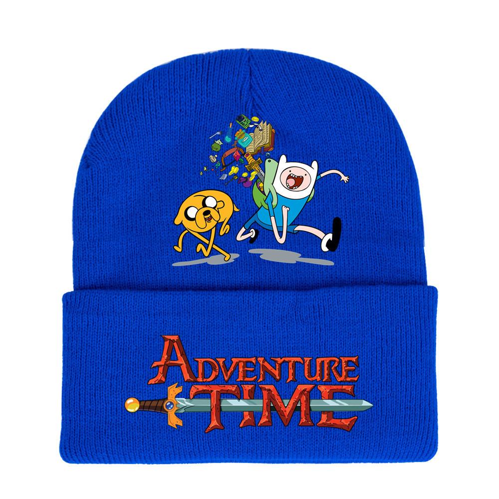 Adventure Time Cartoon Print Acrylic Knit Hat Winter Warm Unisex Beanie For Adults Teens