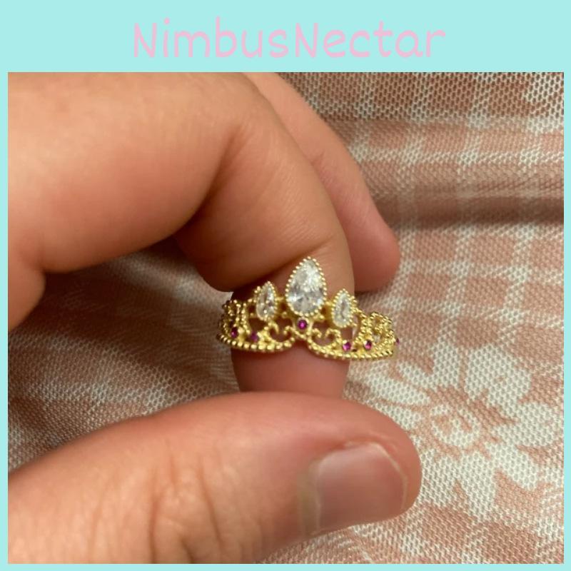 Luxurious Crown Ring With Shimmering Zirconia Stones Adjustable And Fashion-forward