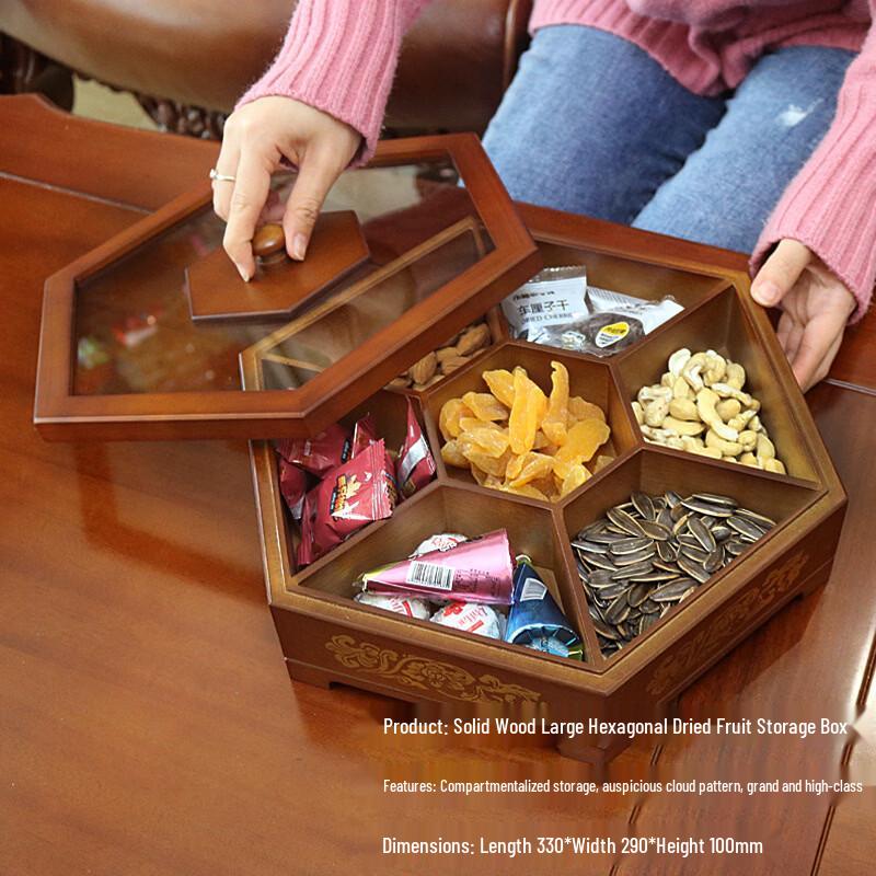 Handun Hexagonal Rotating Double-Layer Candy & Dried Fruit Box