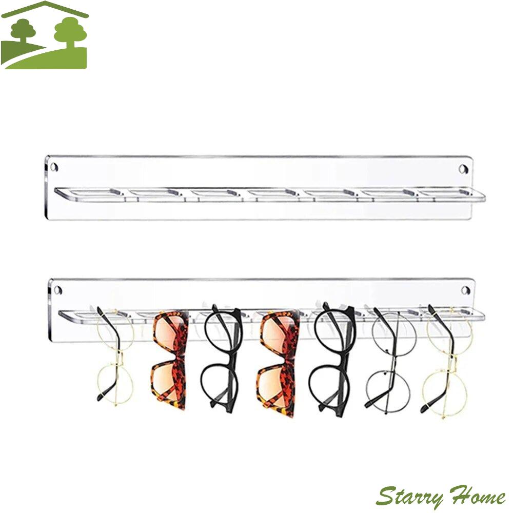 Modern 7 Holes Eyewear Display Rack Transparent Acrylic Sunglasses Display Hanger Wall Mounted Sunglasses Display Shelf Home
