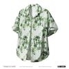 Men's Oversized Palm Tree Print Short Sleeve Shirt - Green Hawaiian Casual Button Down Top