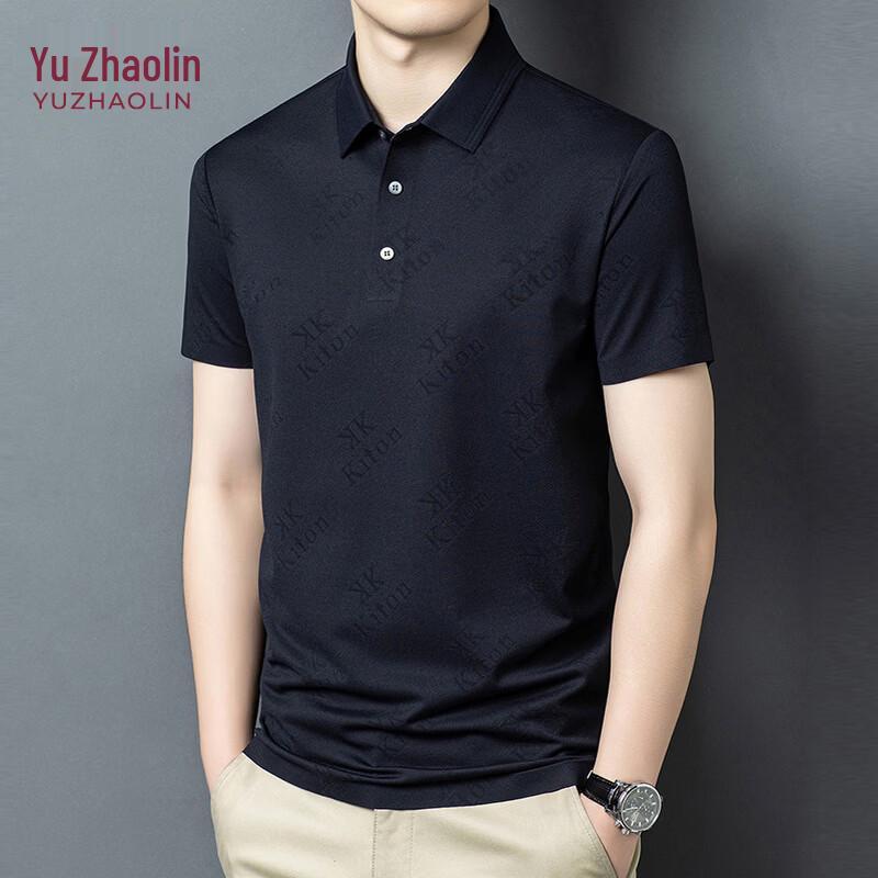 YUZHAOLIN Men s Short Sleeve Jacquard Business Polo Shirt 54