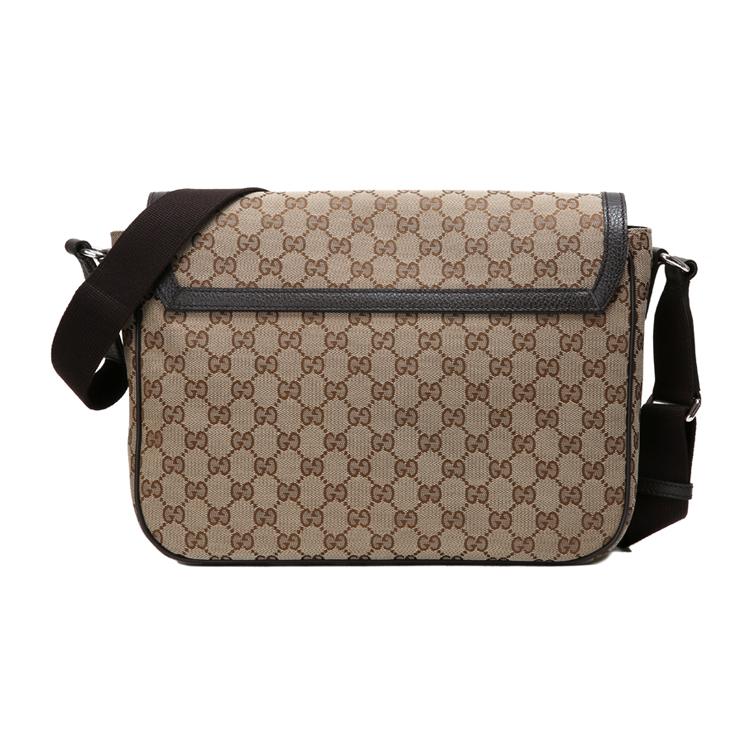 GUCCI GG Supreme Canvas Large Crossbody Bag Messenger Bag Men Brown