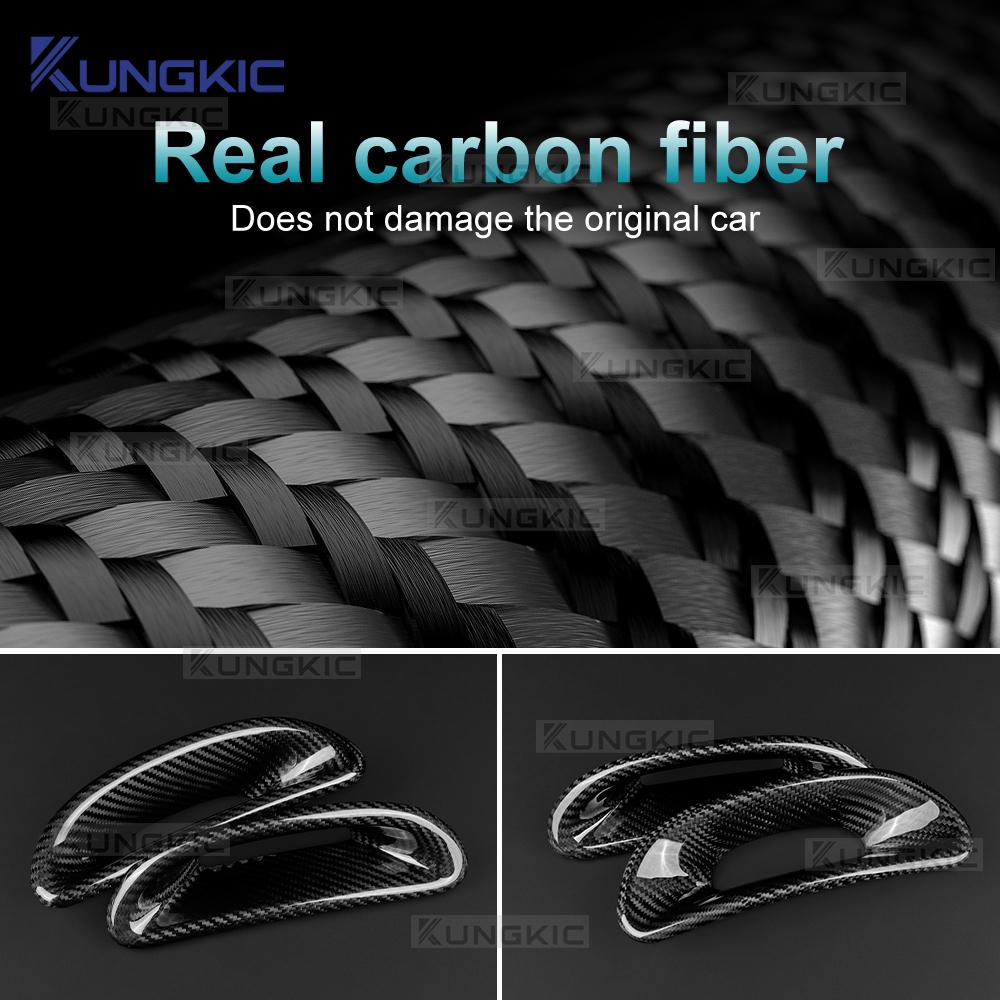 Real Hard Tricolor Carbon Fiber Sticker For Abarth 595/695 2012-2025 Car Sport Seat Back Trim Frame Interior Trim 4PCS/2PCS