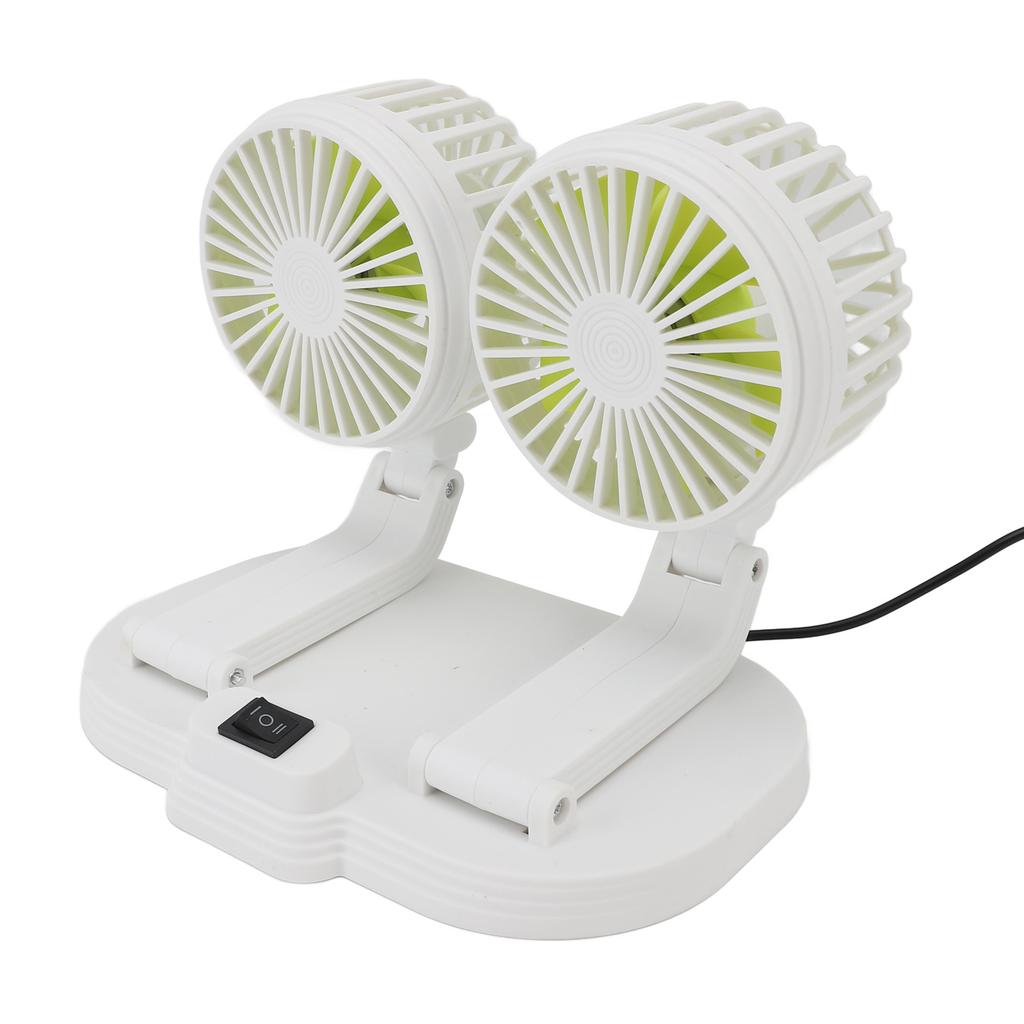 Dual Heads USB Fan for Car Dashboard Multi Speeds Quiet Portable Vehicle Cooling Fan for RV Truck