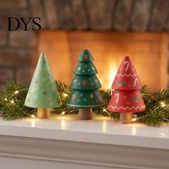 Rustic Wood Decor for Shelf DIY Unfinished Wooden Christmas Tree Craft Kit, Blank Figurines Kit Kids Painting, Hand‑Painted Tabletop Decorations