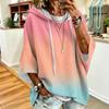 Women's Casual Hoodie with Drawstring Hood and Gradient Print - Oversized Long Sleeve Pullover Top