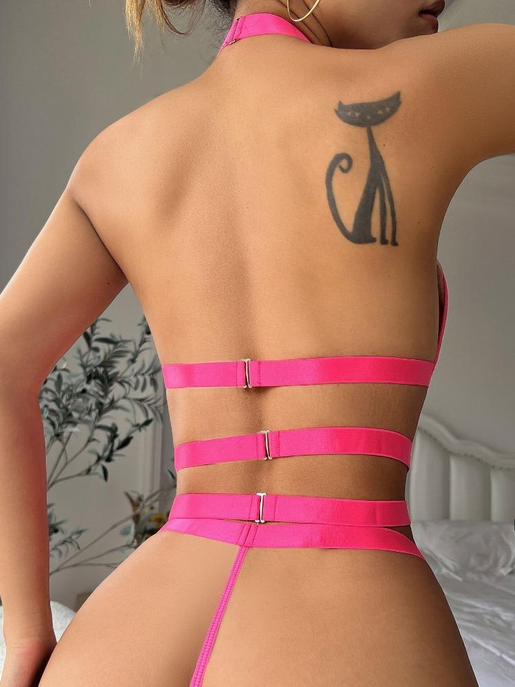 Sexy Lingerie Set Push Up Lace Garter Lingerie Set with Choker Women Intimates Underwire Bra and Thongs Ladies Underwear Set