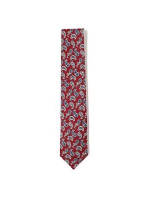 Beams Plus Silk Tie Hopsack Paisley 38440024107 Men's Print, Red/Free,