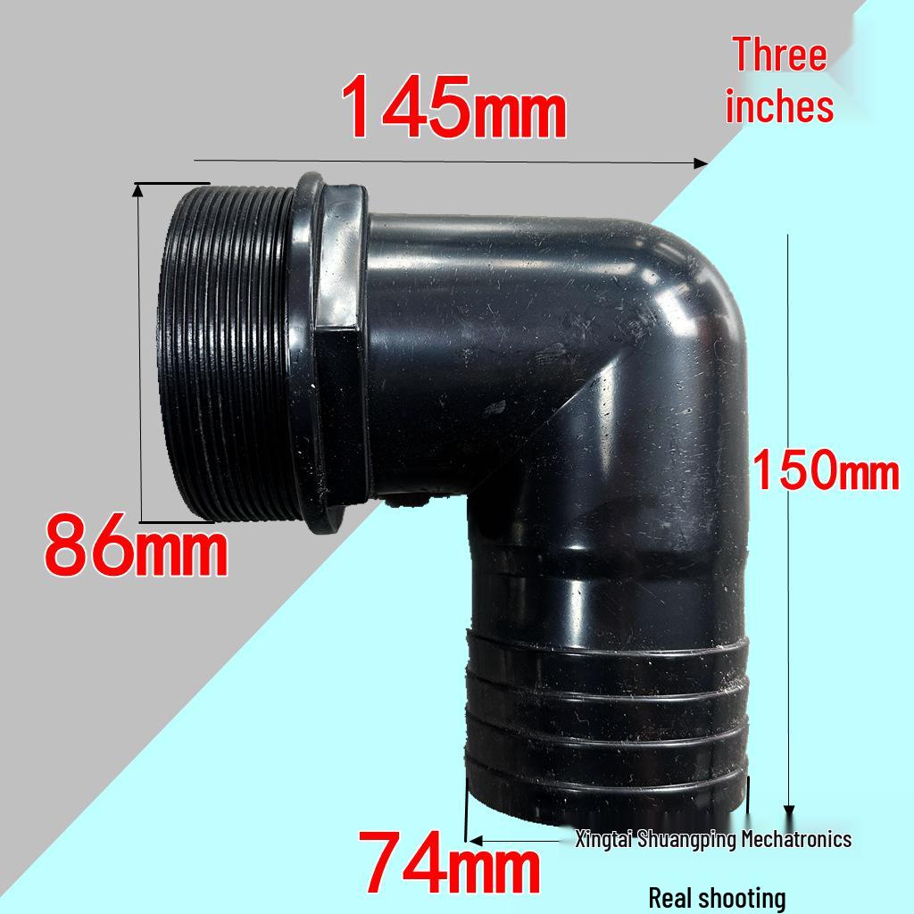1.5" Black Plastic Elbow for 2.5" Water Pump Conversion
