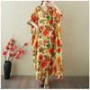 Women's Vintage Long Dress with Cotton and Linen Patterns