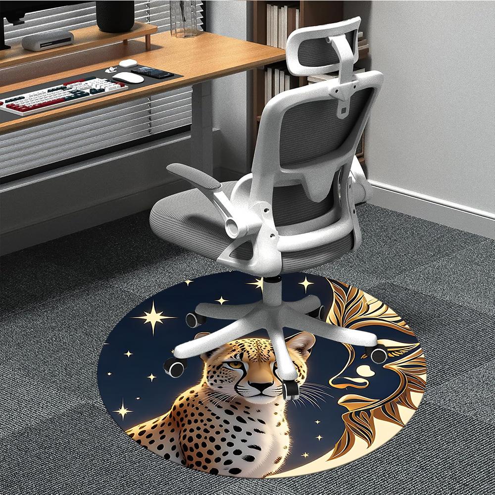 

1pc Cheetah Moon Night Chair Carpet for Office, Soft, Non-Slip Polyester Mat, Office, Entryway, Living Room, Bedroom, yy251207248 80cm by 80cm