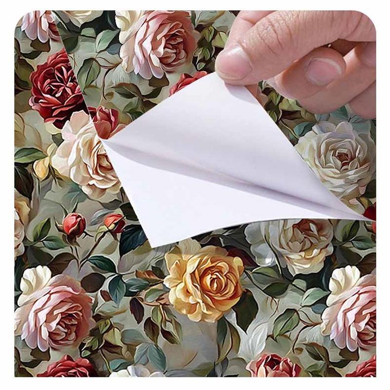 Vintage Floral Wallpaper Wainscoting Sticker Self-Adhesive Waterproof Moisture-Resistant Wall Decoration Renovation Upcycling