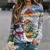Women's Casual Neck Long Sleeve Raglan Christmas Print Pullover Sweatshirt
