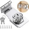 EMVANV Keyed Hasp Lock, 90 Degrees Lock Hasp T-wist Knob Keyed Locking Hasp Safety Door Clasp for Small Doors Drawer and Cabinets(Silver)