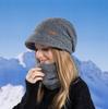 Conjunto de gorros cálidos, bufanda y gorro de invierno, gorro de punto cálido con protección contra el frío de terciopelo, conjunto de gorros de punto para mujer