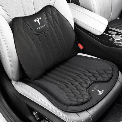 Exclusive Leather Car Seat Cushion Lumbar Support Auto High End Interior For Tesla SpaceX Model 3 Y S Roadster Coil Bonina
